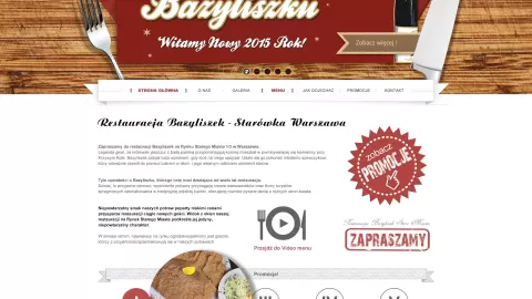 Strona www dla restauracji Bazyliszek z Warszawy
