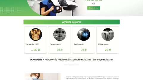 Strona internetowa dla firmy diagnostycznej z Warszawy - Diagdent