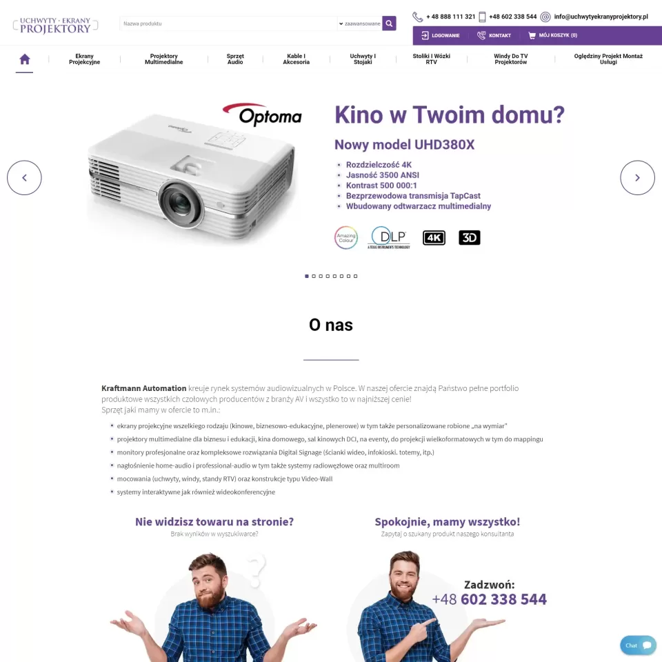 Budowa sklepu internetowego dla dystrybutora sprzętu elektronicznego - Uchwyty Ekrany Projektory